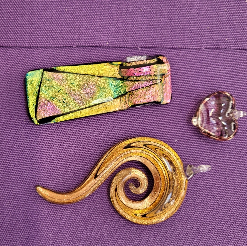 Multicolor blown glass necklace charms